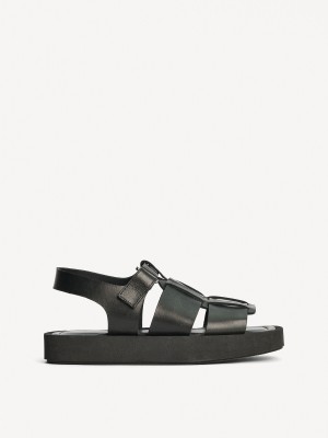 Buty By Malene Birger Kleva Leather Sandals Czarne | PL_BB63678
