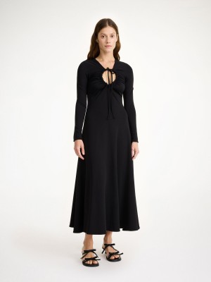 Dzianina By Malene Birger Deija Maxi Dress Czarne | PL_BB36030