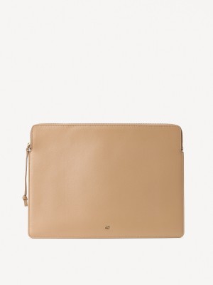 Inne Akcesoria By Malene Birger Aya Leather Laptop Case Sand | PL_BB33207