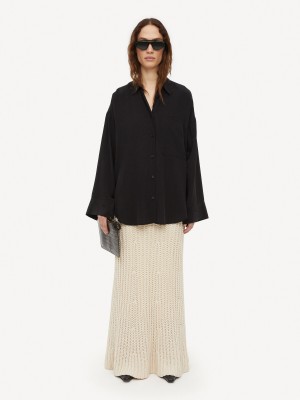 Koszule By Malene Birger Derris Organic Silk Czarne | PL_BB45065
