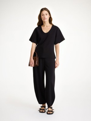 Najfatalniejszy By Malene Birger Lunae T-shirt Czarne | PL_BB72727