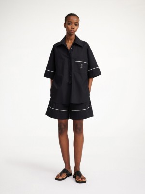 Najfatalniejszy By Malene Birger Mallias Organic Cotton Shirt Czarne | PL_BB47261