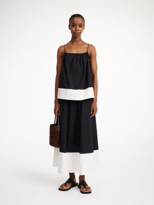 Spódnice By Malene Birger Pheobes Organic Cotton Paski Czarne Białe | PL_BB63778