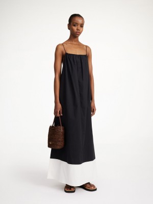 Sukienka By Malene Birger Lanney Organic Cotton Maxi Paski Czarne Białe | PL_BB74429
